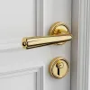 Haobao bedroom magnetic silent door lock, French interior golden light luxury bathroom solid wood door handle details Picture